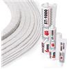STEIGNER Cordone Isolante in fibra ceramica SKD01-12, con colla sigillante per montaggio termico resistente alla temperatura fino a 1260 ° C, 12x12 mm, 10 m