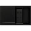 PRIMAGRAN Lavello da Cucina Tutto Nero 78x50cm, Lavandino in Granito a 1 vasca + Set di accessori, Lavabo da Cucina Incasso al Mobile 50cm - San Francisco Level S075