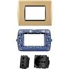 Di Tutto Per Tutti® Set Completo 4 Pezzi Living Light Compatibile | 1 Placca 3 Posti Oro/Nero| 1 Supporto 3 Posti | 1 Shuko 2P + T 10/16A 250V Nero | 1 Presa Bipasso 2P+T 16A 250V Nero
