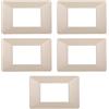 Electron 5 Placche, 3 moduli/posti, Compatibile Con Vimar Plana, colore sabbia, Placche In plastica di alta qualità, 100% compatibile con i supporti e i moduli originali