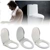 TFCFL Sedile WC con bidet a forma di D, bianco, automatico, in plastica, ovale, a forma di D