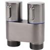 SIXRUN Valvola Ad Angolo in Metallo a Doppio Controllo 1 in 2 Uscite per Bagno, WC, Bidet, Balcone, Filettatura Maschio G1/2 (Grigio canna di fucile)