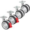 SOTECH set di 4 ruote per mobili di alta qualità Düsseldorf Ø 75 mm (altezza 98,5 mm, cromo/nero, 2x ruote girevoli, 2x ruote girevoli con freno, piastra di montaggio 47 x 47 mm) Ruota di trasporto