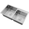 QIERF Lavello da incasso in acciaio inox, 2 vasche da cucina, 78 x 43 x 21 cm, con scolapiatti e filtro di drenaggio per garage, lavanderie, cantine, bar, cucine e cortili