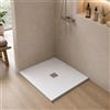 Inbagno Piatto doccia marmoresina con effetto pietra serie Karen, in diverse dimensioni e colori, spessore ultraslim 3 cm, riducibile su misura, COMPLETO di kit scarico (120x120, Bianco)