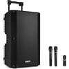 Vonyx VSA700 Diffusorie Amplificato Portatile 15" con 2 Microfoni UHF e Batte...