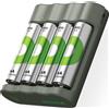 GP batterijen Caricabatterie GP RECYKO B441 con 4 batterie AA da 2100 mAh incluse.