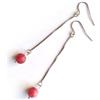 Generic Orecchini minimalista con perline di giada tinta, orecchini lunghi, rosso/bordeau/argentato, Made in Italy, Bijoux da donna, Lavorazione Artigianale