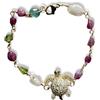 Generico Bracciale con pietre dure e ciondolo (Multicolor con tartaruga)