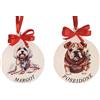 Faltec Pallina di Natale Personalizzabile con Cane, Decorazione Natalizia per Interno, Addobbo per Albero con Nome, Fatta a Mano, Forma Rotonda