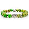Generic Bracciale con diaspro Bracciale con perline verdi Mano di Fatima Argento 8 mm Acciaio inossidabile (Anello di Fatima)