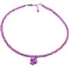 generico Collana viola del pensiero - collana girocollo donna con perle di calcedonio viola da 4 mm e fiore
