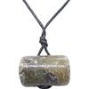 Generic Ciondolo con Labradorite Naturale - Pendente Pietra Dura con Girocollo in Cordoncino Nero -