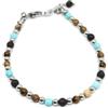 Handmade Bracciale Uomo Perle di Pietra Lavica Occhio di Tigre, Diaspro e Turchese | Bracciale con Perle Naturali, da 4 mm, Bracciale Uomo Base in Acciaio