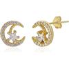 Meissa Orecchini in argento sterling per donne Orecchini a forma di stella di luna Orecchini in oro Orecchini carini in oro rosa Orecchini ipoallergenici per ragazze