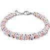 ParticolarModa Bracciale Donna regolabile nodini anellini lucido diamantato acciaio alluminio morbido 7 mm (Regolabile da 19 a 22 cm (x polso 16-18), Argentato/Rosè)