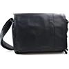 ItalianHandbags Borsa notebook messenger pelle notebook 15 pollici porta tablet ipad borsa laptop nero messenger uomo donna cartella da spalla - Regalo perfetto ed elegante per uomo e donna