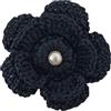 Generico Spilla Fiore Nero all'Uncinetto con Perla Bianca - Diametro 8cm - Handmade in Italy in Pizzo Irlandese - Accessorio Donna Stile Boho Chic