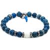 PSS Bracciale uomo donna pietre dure naturali Apatite azzurro con corno portafortuna argento 925 braccialetto unisex