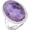Handmade Anello di dichiarazione fatto a mano in argento sterling 925 con pietra naturale di lepidolite viola grande, gioielli regalo per le donne (21,5)