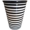 Ceramiche Angela Rinaldi - Vaso in Ceramica di Vietri Dipinto a Mano Rigato Maiolica Design Terracotta Coccio Cachepot (Altezza cm 15 Diametro cm 13, Righe Nere Spesse)