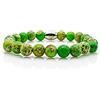 Generic Bracciale con perline Bracciale con diaspro verde donna uomo 8 mm in acciaio inossidabile