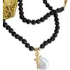 Generic Collana pietra lavica, perla naturale e libellula