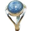 Generico Regalo di gioielli con anello in pietra blu fatto a mano in argento sterling 925 con pietra preziosa naturale di cianite blu per lei (10,5)
