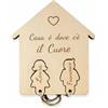 Handmade Appendichiavi da Parete Personalizzato in Legno -Con due Portachiavi Inclusi con Nomi - Idea Regalo Coppia - Handmade