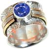 Kanika Jewelry Trove Wide Fusion Band Ring, 925 Sterling Silver Wide Band Rings for Women, Birthstone September Rings, Sapphire Bridesmaid Rings Gift Spinner/Non Spinner (US Ring size 9, Sapphire)