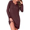 Jahetuul Camicia da Notte Donna Cotone a Maniche Lunghe con Bottoni Camicia da Notte Aperta Davanti con Collo a V e Polsini in Pizzo Pigiama da Donna in Morbido Cotone