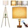 NIKYJM Lampada da Terra Treppiede in Legno con Ripiano Lampade da Terra Dimmerabile con E27 12W Lampadina 3 Colori Dimmerabili 3000K-6000K Piantana da Salotto con Telecomando per Soggiorno Camera Ufficio