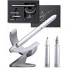 novium Hoverpen Future - Penna fluttuante stilografica e roller, Silver | Penna 2 in 1, levitazione magnetica, design ispirato allo spazio, decorazione da scrivania, idea regalo di lusso