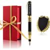 Yastar Penna personalizzata con badge personalizzato, set regalo per ufficio e lavoro con scatola portapenne, 2 ricariche extra nere incise con messaggio, nomi, nomi aziendali, numero di telefono