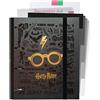 Grupo Erik: Raccoglitore Organizer Harry Potter | Raccoglitore ad anelli A4 con fogli e divisori, con chiusura elastica, include block di 100 fogli A4, separatori pagine e cartella portadocumenti