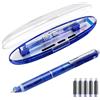 Generic Penna stilografica a scomparsa: inchiostro blu e nero da 0,38 mm, canna trasparente, include 5 cartucce di inchiostro ricaricabili, scrittura fluida, nessuna perdita, pennino fine per ufficio e scuola
