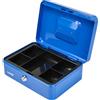 HMF Cassetta portavalori con chiusura a chiave, cassa con inserto portamonete, 5 scomparti per monete | 25 x 18 x 9 cm | Blu