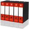 LogicaShop DOX Faldoni Portadocumenti Ufficio con Custodia, Raccoglitore ad Anelli A4, Dorso 8, Formato Commerciale, 32 cm Altezza, Classificatori Dossier Archivio Fatture e Documenti, 5 Pz (Rosso)