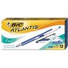 BIC Atlantis Exact - Penna a sfera con punta fine, 0,7 mm, 12 pezzi, colore: Blu