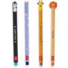 LEGAMI - Set di 4 penne gommate gel, fauna selvatica, penne cancellabili, ippopotamo, elefante, giraffa e leone, cancellabili senza utilizzare fogli, punta da 0,7 mm (WILDLIFE)