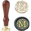 Ychostamp Kit di timbri per ceralacca, timbro per ceralacca per sigillatura iniziale, sigillo barocco in ottone da 25 mm, timbri con alfabeto con manico (lettera M)