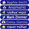 Haberdashery Online 50 Adesivi personalizzati con nome per bambini. Etichette adesive per scuola, asilo, libri, giocattoli e contenitori Tupperware. Etichette impermeabili 6x1 cm.