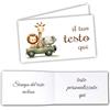 Mr Pubblicità - Stampa Inclusa - 60 Bigliettini Bomboniere Personalizzati per Battesimo, Primo Compleanno, Nascita - Bimbo Bimba - Etichette(Safari)