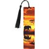 generic Segnalibri in legno stampati su entrambi i lati con elefante africano al tramonto, 5 pezzi, regalo per donne per gli amanti dei libri, accessori per quaderni, regali di compleanno per uomini (set da 5