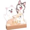 Generisch Calendario da tavolo mensile con motivo animali; pianificatore accademico con supporto in legno e gattino per lavoro quotidiano, scuola, ufficio, casa, insegnanti, bambini, famiglia,