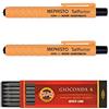 Koh-I-Noor Mephisto 5301 - Portamine senza temperamatite, set di 3, forza 5,6 mm, 2 x arancio e confezione mista di 6 mine in grafite, 2B, 4B, 6B