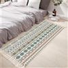 Tomifine Tappeto con nappe, bohémien, lavabile, tessuto, stampato, Tappeti per soggiorno, camera da letto, porta d'ingresso (60x90 cm,Verde)