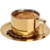 Kukyller Set di tazze da caffè, tazze da caffè a stee inossidabile con piattino per cappuccino domestico, latte, moka per bevande fredde o bevande calde, oro