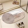 Rururug Ovale Tappeto Pelo Corto Antiscivolo Lavabile Tappeti Soggiorno Cameretta Divano Corridoio Sala Pranzo Tappeto Linee minimaliste Grigio chiaro Beige, 70 x 140 cm