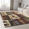 Generic Tappeto 160 x 230 cm Vintage Patchwork Cervo Tappeto Antiscivolo Morbido Lavabile in lavatrice Tappeto Soggiorno Tappeti Salotto Grandi Tappeto Camera da Letto per Sala da Pranzo Marrone Verde